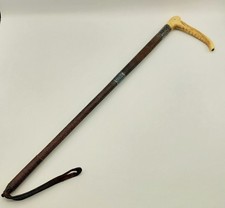 Antique Riding Hunting Crop - Silver Collars Birmingham 1910