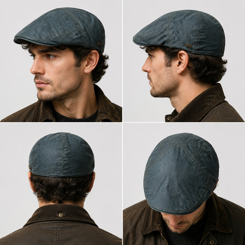 Men wax cotton flat cap - wax,