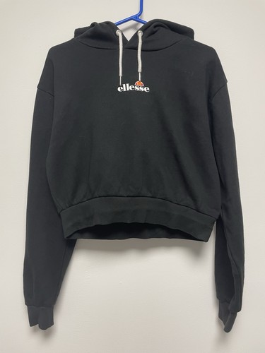Ellesse black cropped hoodie - ellesse,