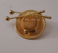 Vintage Ladies Boater with  Gold Tone Mesh Wire and Rhinestone Golf Clubs Lovely