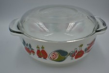 VINTAGE Rare Pyrex JAJ Small Casserole Dish with Handles & Glass Lid Fiesta 1960