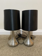 Bed Side Table Lamps X2 Silver And Black - Touch Controlled 