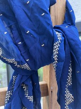 Vintage 1920s / 1930s Blue Assuit Metal Scarf Fabric