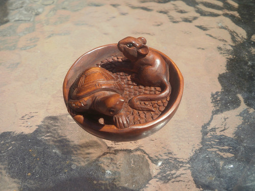 Hand carved wood - 1a., netsuke