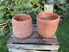 Vintage Handmade Traditional Terracotta Planter Pair
