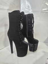 Hella Heels Babydoll Velvet High Heels Russian Roulette 8inch Black New