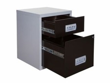 2 Drawer Combi Filing Cabinet Pierre Henry A4 Steel Lockable - Silver Black NEW