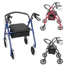 Walker Chair with Storage Seat Portable Rollator Disability Aid 4 Wheel Mobility