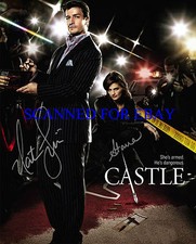 CASTLE CAST SIGNED AUTOGRAPH 8x10 RP PHOTO STANA KATIC AND NATHAN FILLION