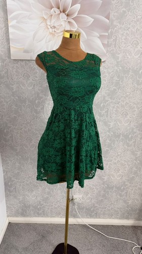 Green floral lace skater mini - lace,
