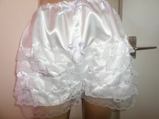 WHITE SATIN WHITE LACE  FRILLY