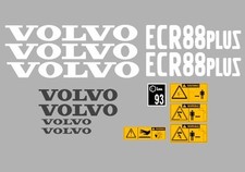 VOLVO ECR88 PLUS DIGGER COMPLETE DECAL STICKER SET WITH SAFETY WARNING DECALS
