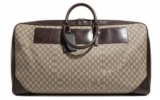 Genuine Vintage Distressed Leather Gucci Travel Bag Leather Trim And Canvas Body