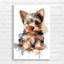 Adorable Yorkie Puppy Canvas Print Large Picture Wall Art