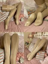 Vintage SUNARAMA London SILKIES 100% Nylon HIGH GLOSS Garter Stockings Ivory L