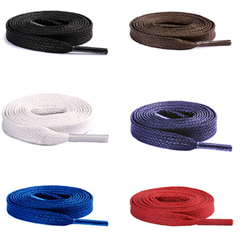 Coloured flat waxed shoe laces - waxed,