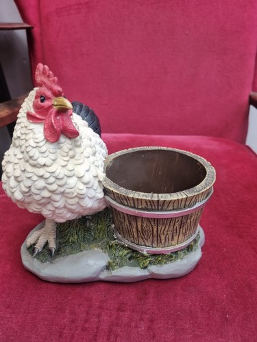 Chicken planter resin 7in - planter,