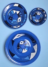 Set of Blue Abstract Enamel