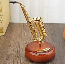 Miniature Saxophone Music Box Ornament - Unique Desk Decoration Present 