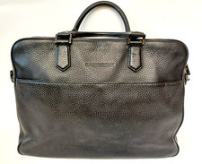 Emporio Armani Laptop Bag Black Leather Document Holder Mens Office 39 x 29 cm
