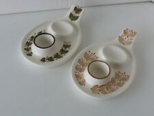 2 Vintage JERSEY POTTERY Hand Painted Double Egg Cup plates