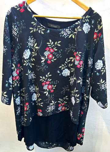 Evans black floral - floral, round