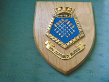 HMS SHEFFIELD ROYAL NAVY DESTROYER WOODEN PLAQUE SHIELD  - LOST IN FALKLANDS WAR