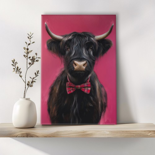 Highland cow canvas - highland, art