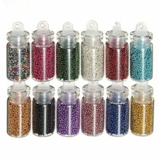 12 Mini Caviar Beads Nail Art Bottles False Nail Scrapbooking Crafts Nail Tips