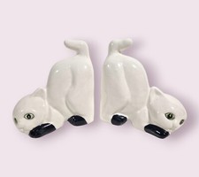 Ceramic Cat Bookends Kittens White Cat Vintage