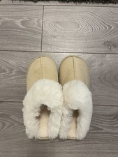 Womens Slippers Ladies Khaki  Fluffy Memory Foam House Hard Sole Slip On Slide