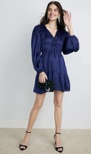 $415 Maje Navy Silk Mini Dress