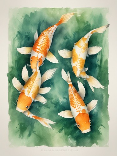 Koi fish watercolour loose - watercolour,
