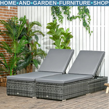 Set of 2 Rattan Sun Loungers