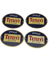 Tetley's Bitter Bar clip plaque smooth flow oval metal x4 home bar man cave prop