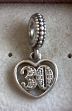 Genuine Pandora Sterling Silver 30th Birthday/anniversary Charm  Hm Pan Ale