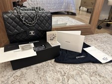 Chanel Jumbo Classic Flap Bag Black Caviar With Silver Hardware