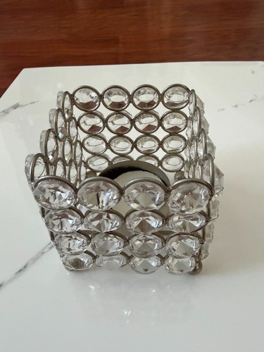 Silver crystal beaded pillar - silver,