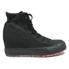 CONVERSE Womens High Top Wedge Trainers Black Canvas UK 5.5 Fashion Sneaker