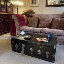 Antique Steamer Trunk Travel Chest Coffee Table Blanket Box Travelling Wardrobe