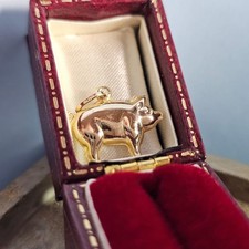 9ct Gold Pig Charm - Cute 90's