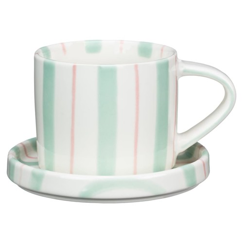 Home striped mug saucer - home,