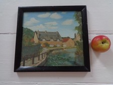 AN OLD SIGNED PAINTING - THORNTON-LE-DALE YORKSHIRE THATCHED COTTAGE SCENE