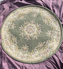 Jewel Rug Collection 4ft circular 100% Wool Rug INDIAN Green/Ivory