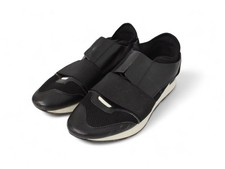 Ladies BALENCIAGA Race Runner Black Smooth Leather Sneakers UK 7 EU 40 B10