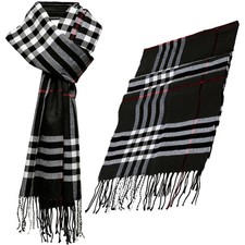 Mens Womens Plain Check Scarf Soft Striped Warm Quality Elegant Shawl