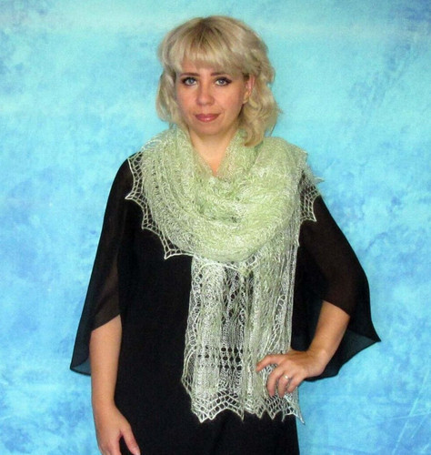 Hand knit pale green - , wool