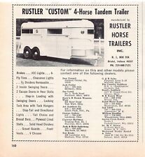 Rustler Custom 4-Horse Trailer Western Cowboy Style Vintage Magazine Print Ad
