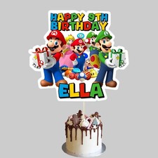 Super Mario Personalised Premium Glossy Cake Topper With Any Name & Age