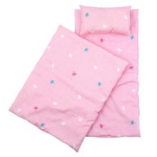 Baby Doll Bedding Set Fits 20" Dolls Pink Blanket & Pillow Set for Cot Pram Bed